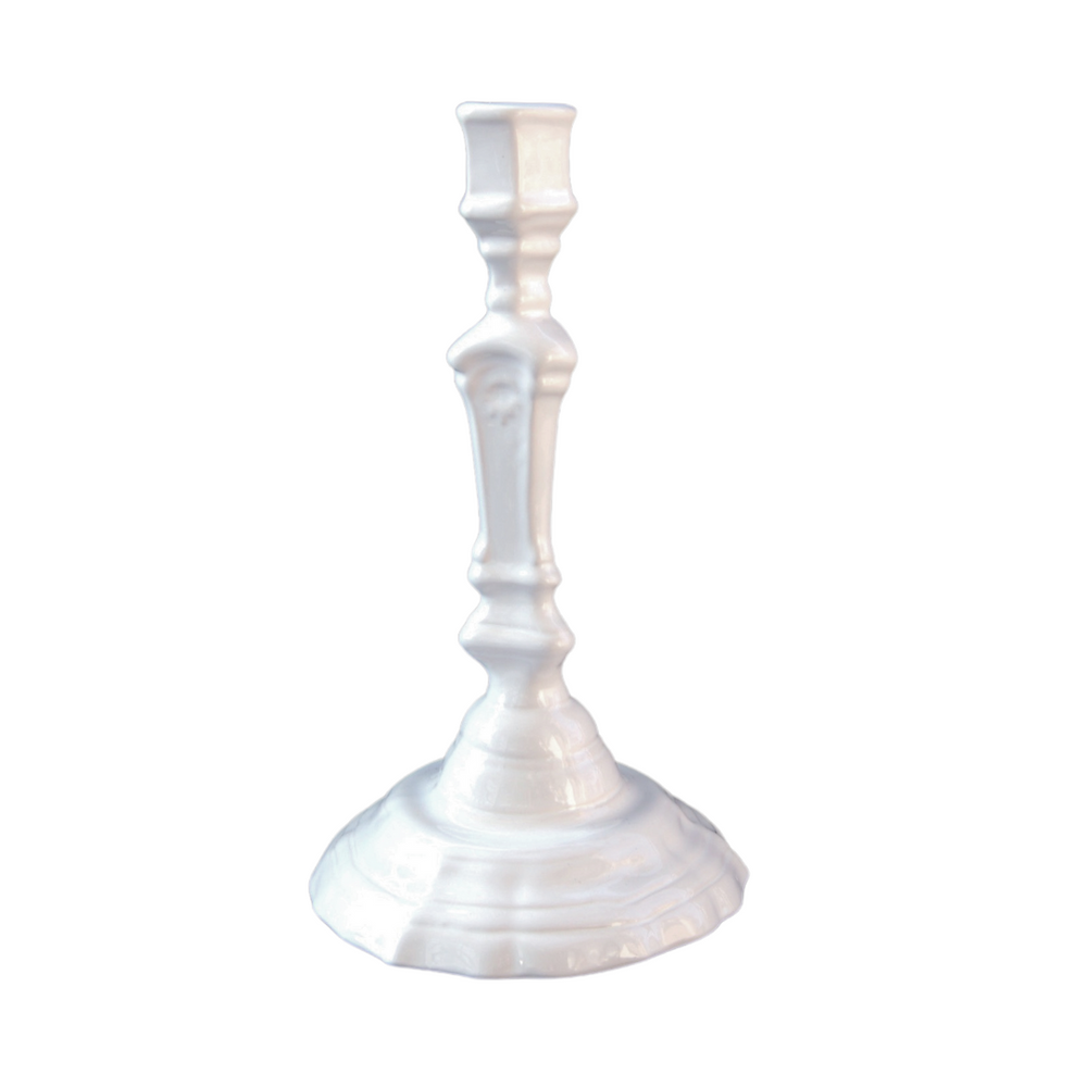 Louis XV candlestick in white glaze