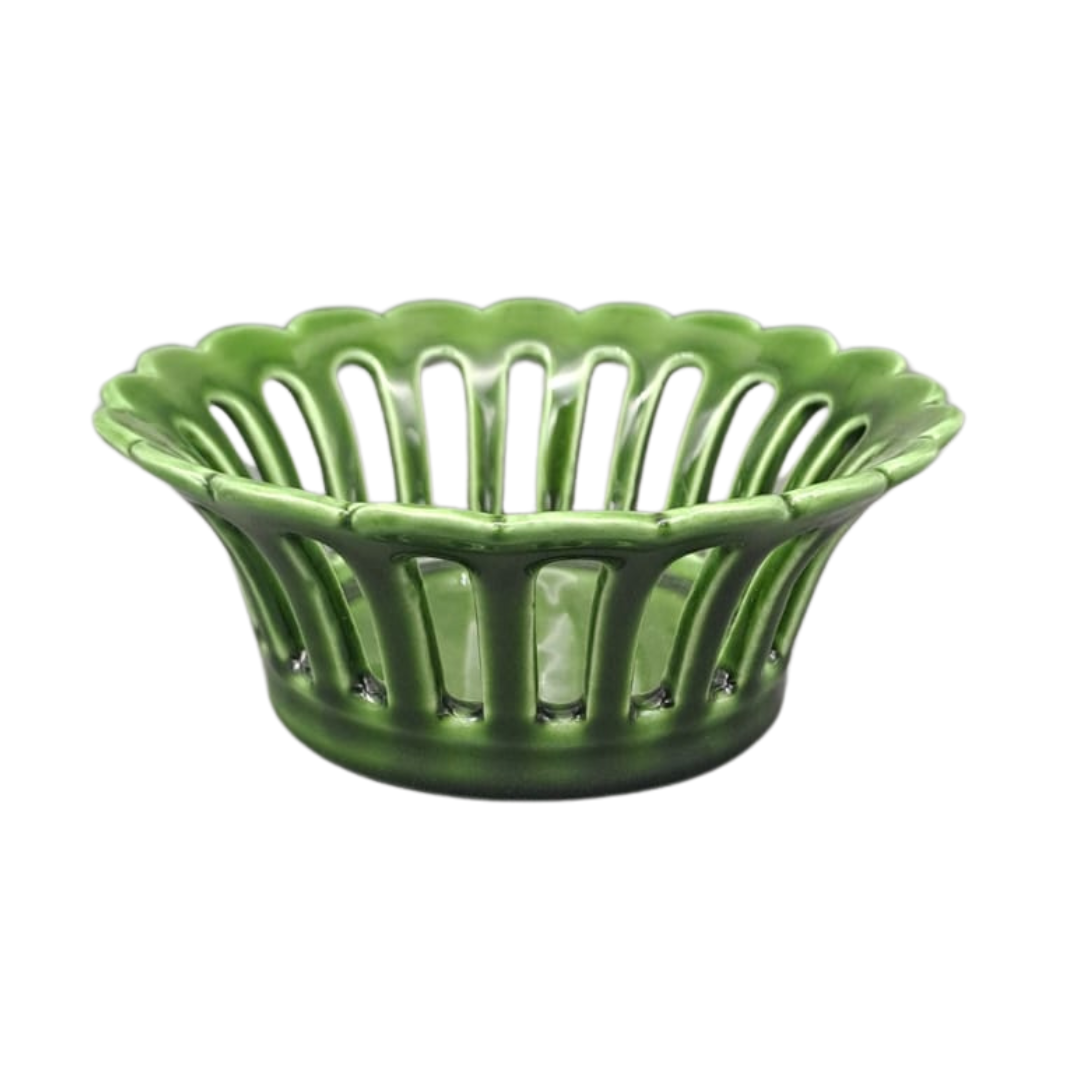 Malicorne basket in Green glaze