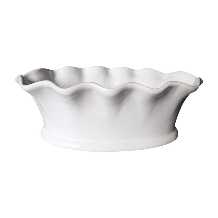 Oval scalloped earthenware planter