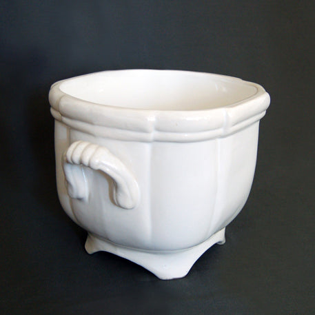 Small square ceramic planter side view